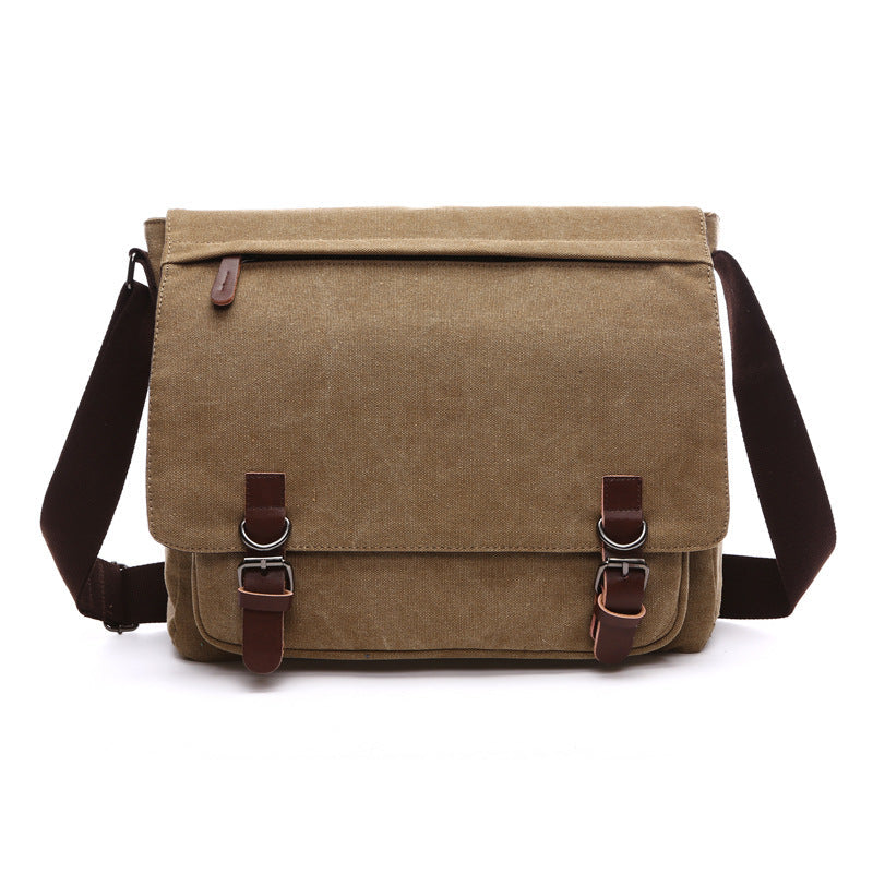 Men's durable messenger bag with secure buckle straps, ideal for work & daily essentials.