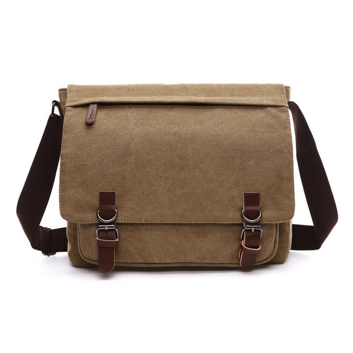 Men's durable messenger bag with secure buckle straps, ideal for work & daily essentials.