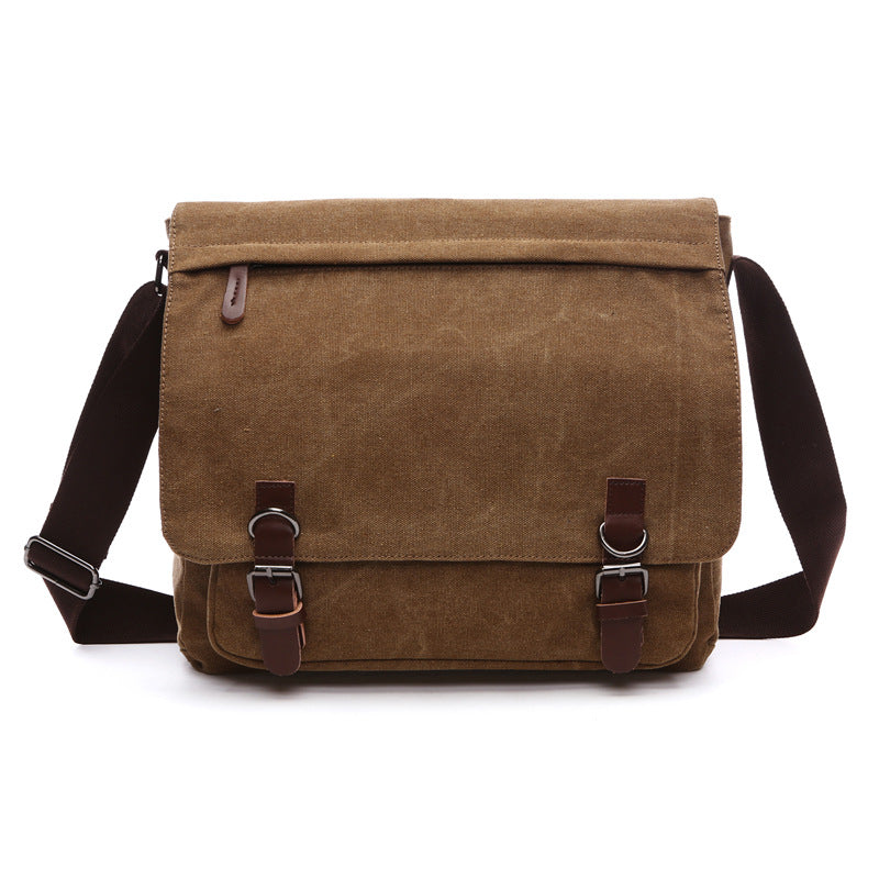 Versatile men's messenger bag, crossbody or shoulder carry, with secure buckle straps for daily use.