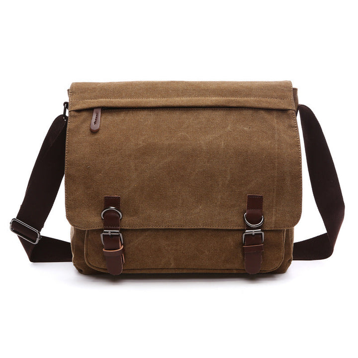 Versatile men's messenger bag, crossbody or shoulder carry, with secure buckle straps for daily use.