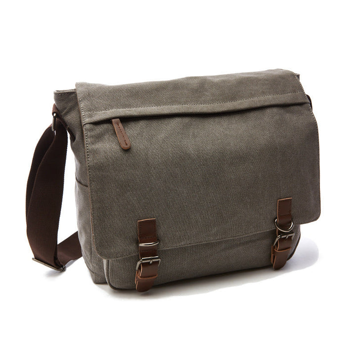 Professional men's work messenger bag with secure buckle straps, ideal for laptops & documents.