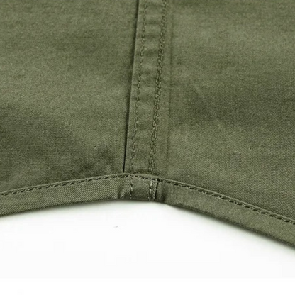 Men's durable mint green cotton short sleeve work shirt, versatile for outdoor & utility.