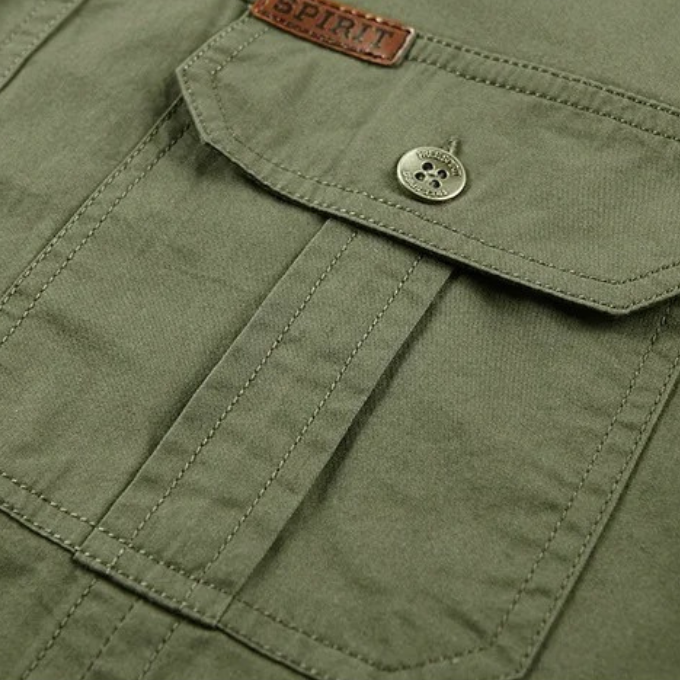Men's durable cotton work shirt, short sleeve, mint green, perfect for utility & casual outfits.