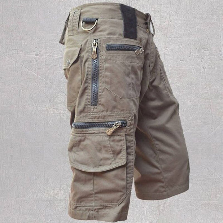 Comfortable men's multi-pocket cargo shorts, durable design for outdoor activities, travel & casual summer wear.
