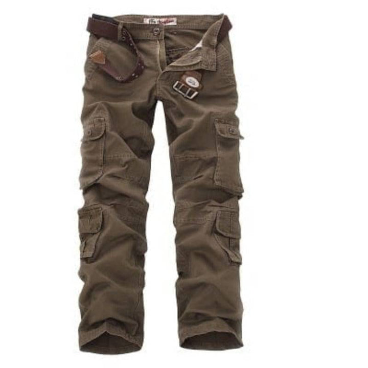 Men's versatile cargo pants, durable cotton, many pockets for tactical or outdoor use