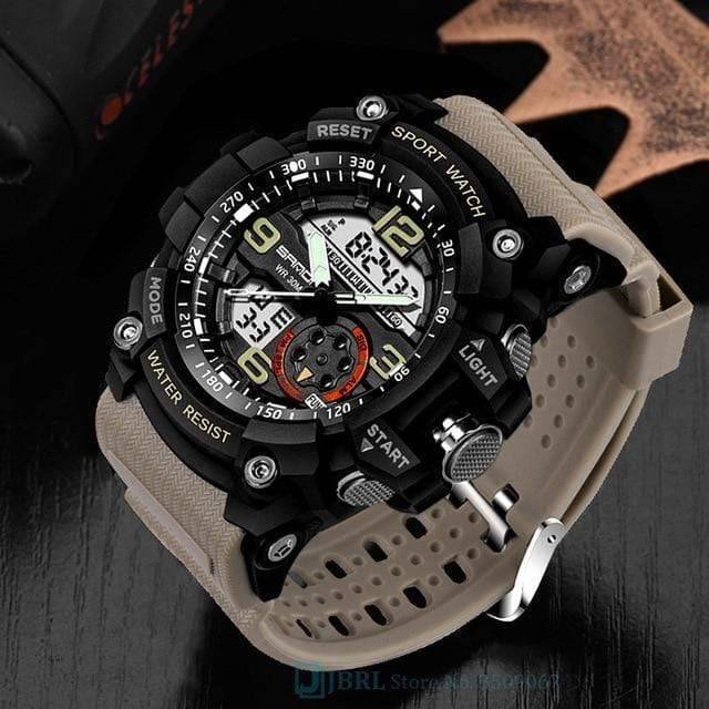 Men's outdoor sport watch with compass overlay, dual display, perfect for hiking and navigation