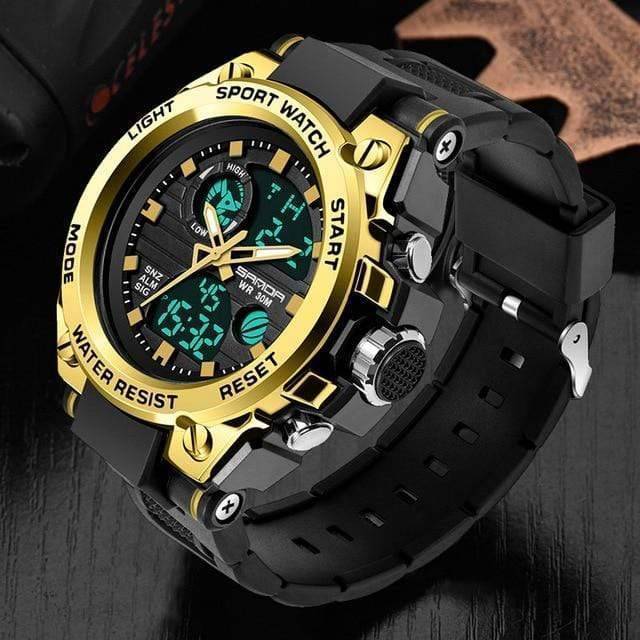 Men's durable sport watch with active stopwatch, dual display, ideal for running and outdoor activities