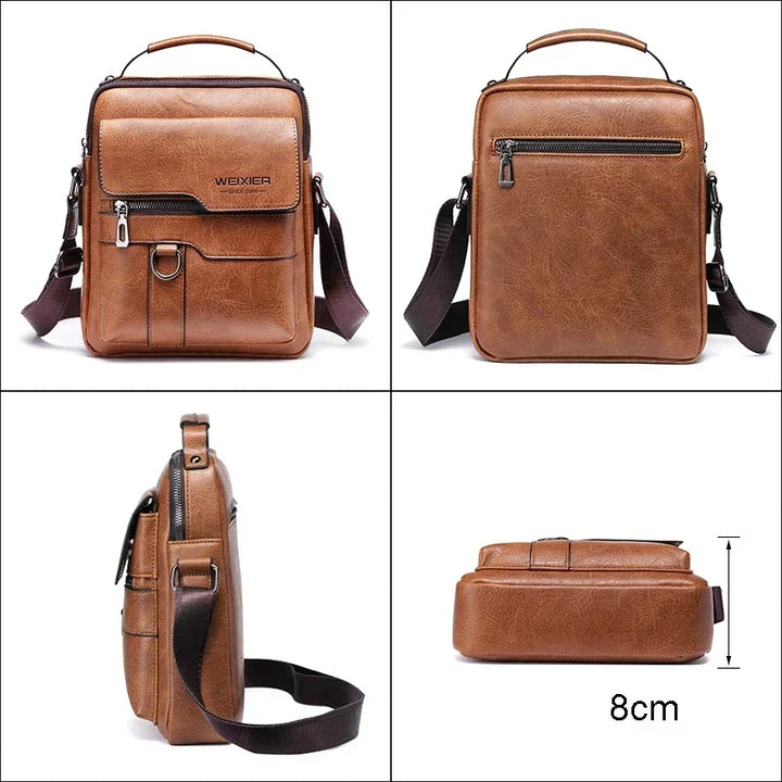 Black men's messenger bag, versatile & durable, perfect for work, travel, or casual wear.