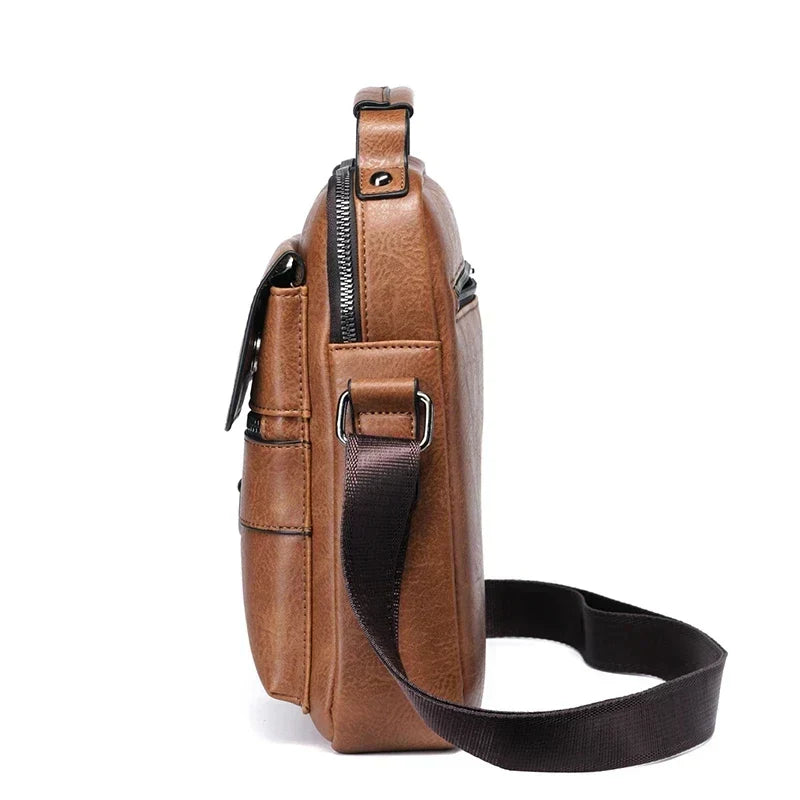 Light brown men's shoulder bag, stylish and versatile, suitable for work, travel, or casual outings.