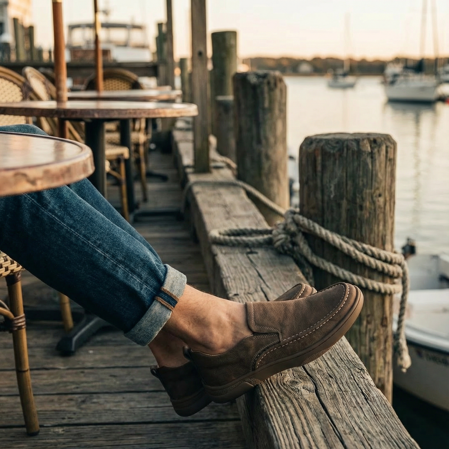 Stylish men's casual slip-on loafers with moc-toe design, offering ultimate comfort.