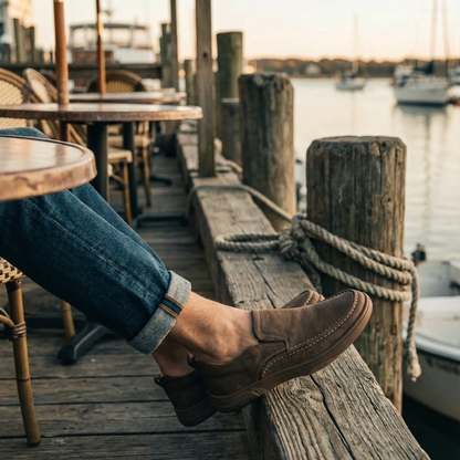 Stylish men's casual slip-on loafers with moc-toe design, offering ultimate comfort.