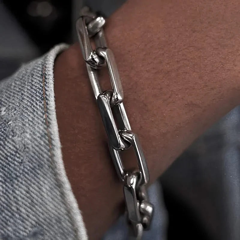 Salvatore men's luxury chainlink bracelet, crafted from durable stainless steel with a secure toggle clasp.
