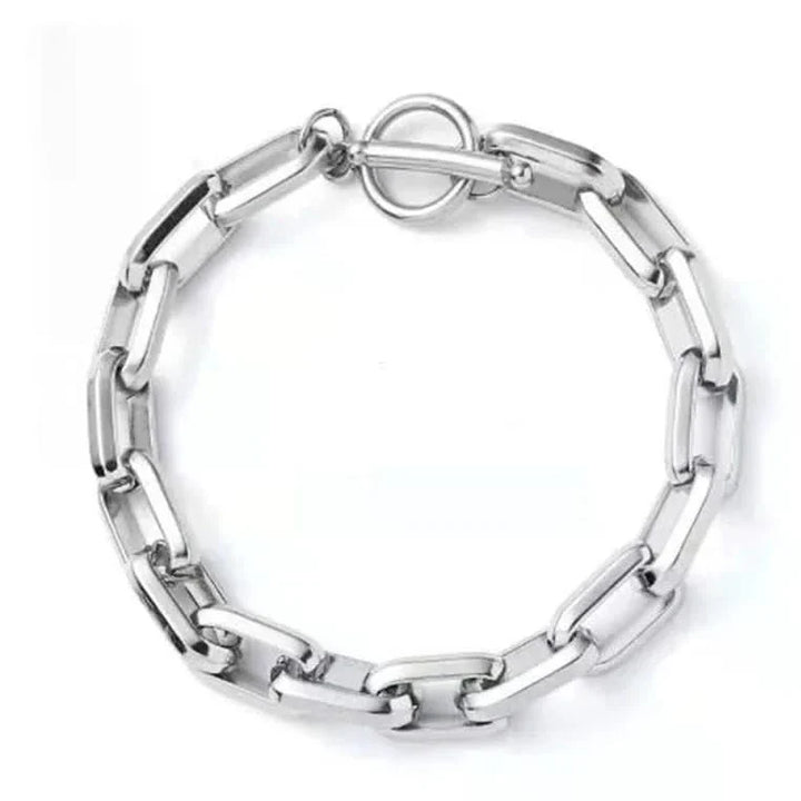 Elegant men's chainlink bracelet, stainless steel, with a distinctive toggle clasp. A perfect luxury gift.