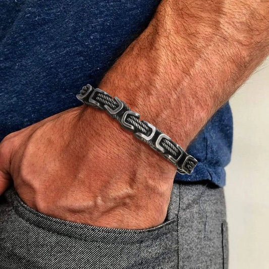 Men's durable stainless steel forged chain bracelet, rugged style with a polished finish.