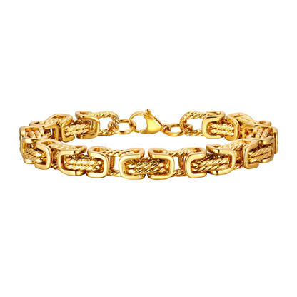 Men's durable stainless steel chain bracelet, polished metal jewelry for a versatile, rugged look.