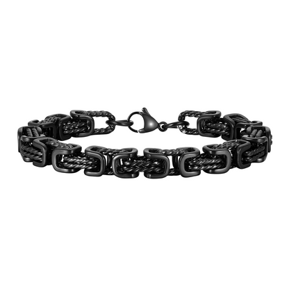 Sleek men's stainless steel chain bracelet, durable forged metal with a polished finish, rugged style.