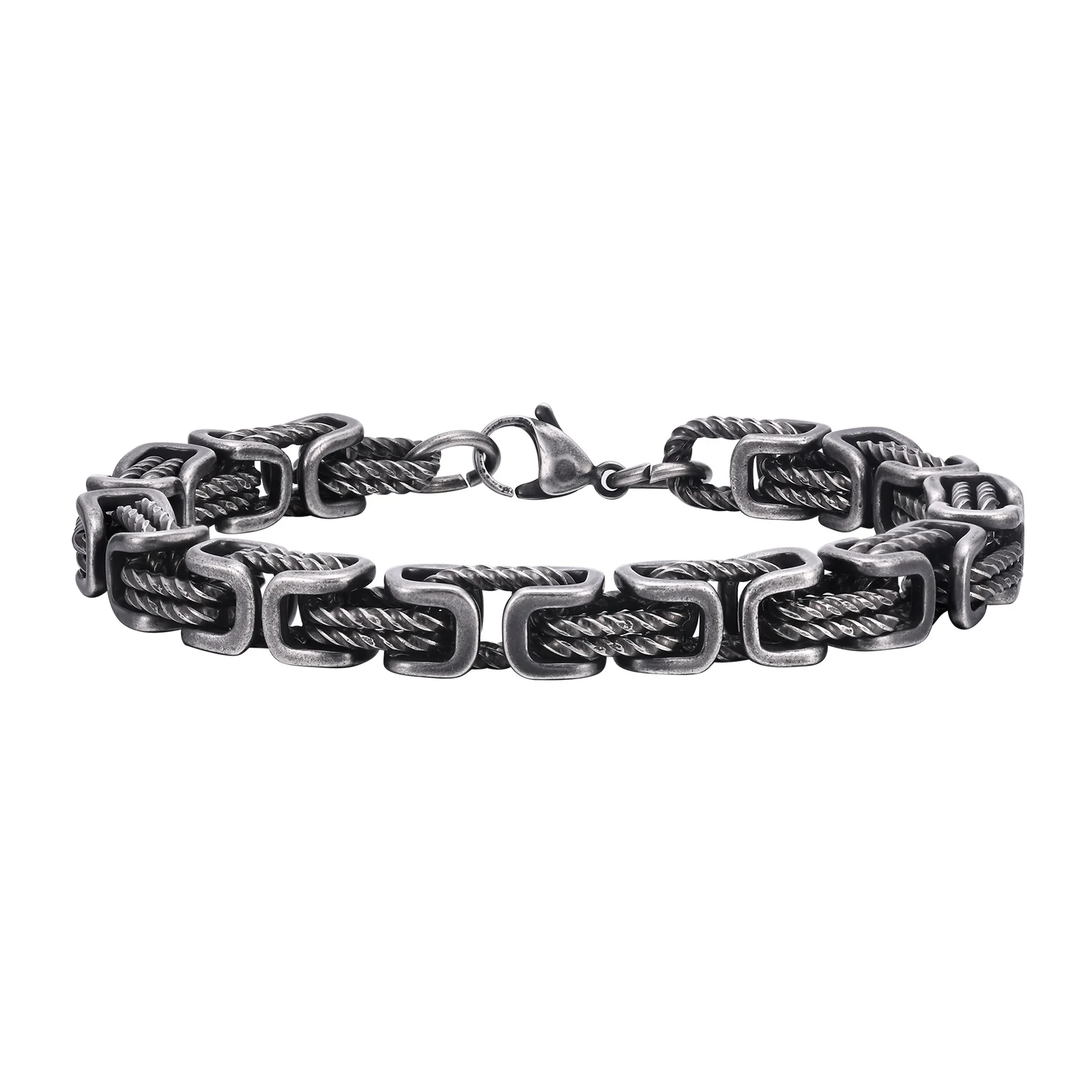 Durable men's stainless steel chain bracelet, a polished metal accessory for a rugged style.