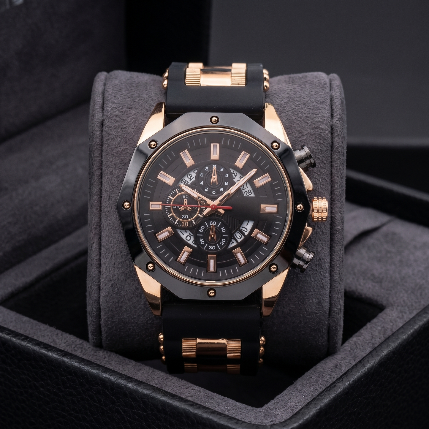 Stylish men's everyday watch, durable stainless steel, sapphire crystal, elegant design.