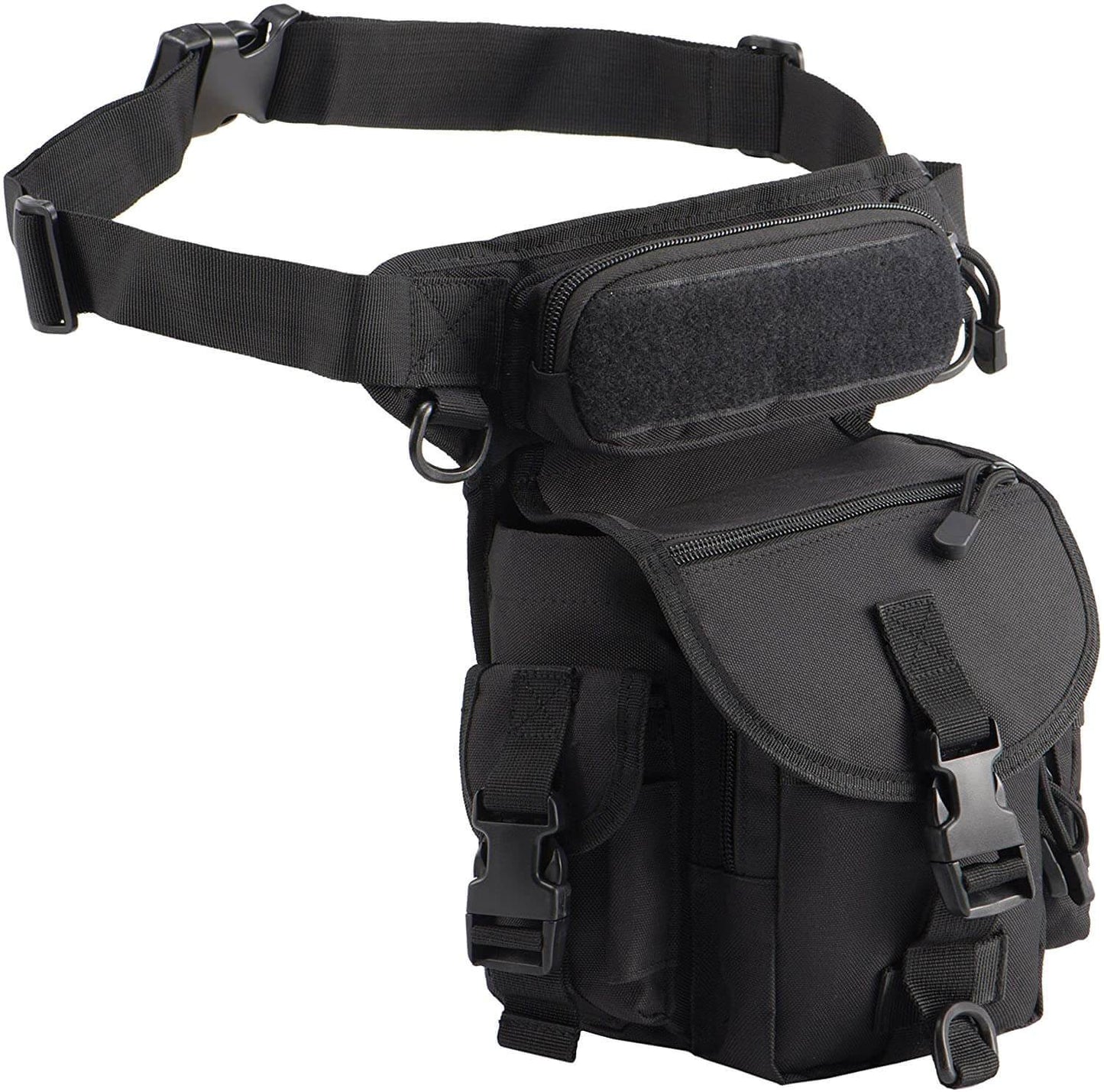 Men's rugged multi-pocket leg bag, water-resistant for hiking, camping, or riding.