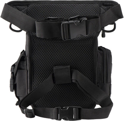 Tactical utility drop leg bag for men, durable construction and water-resistant fabric.