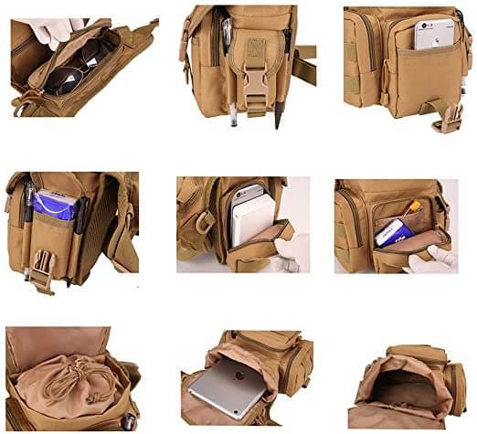 Men's durable water-resistant tactical drop leg bag, perfect for outdoor & motorcycle gear.