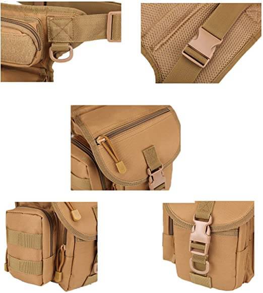 Water-resistant men's tactical drop leg bag, perfect for motorcycle rides & utility storage.