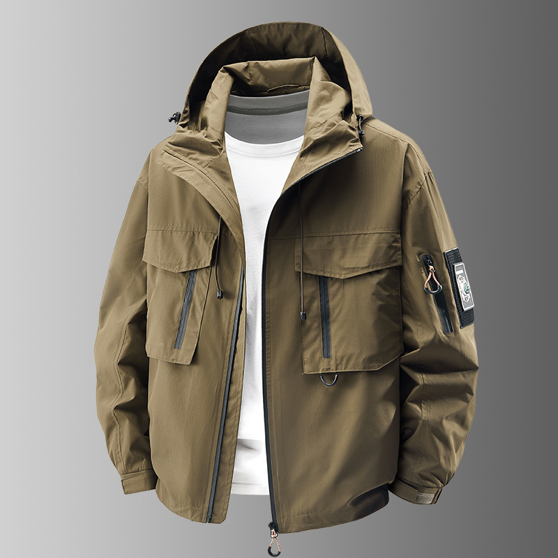 Men's durable tactical jacket for all-weather outdoor adventures. Performance utility jacket with multi-pockets.