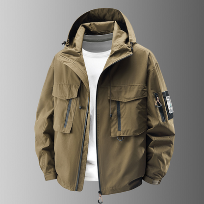 Men's durable tactical jacket for all-weather outdoor adventures. Performance utility jacket with multi-pockets.