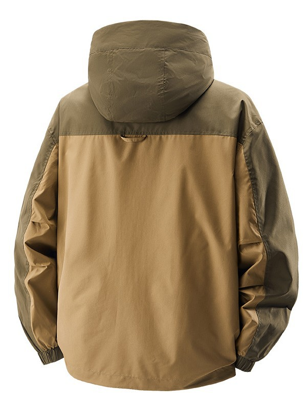 Protective men's durable tactical jacket, all-weather outerwear for comfort in outdoor adventures. Multi-pocket design.