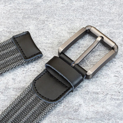 Adjustable men's woven belt, durable and comfortable, with elegant leather accents for a classic look.
