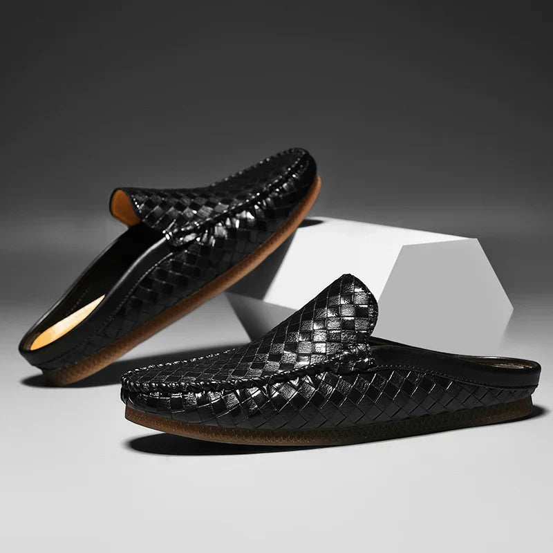 Khaki Durabreeze men's slip-on loafers. Durable and comfortable casual shoes with a stylish woven design.