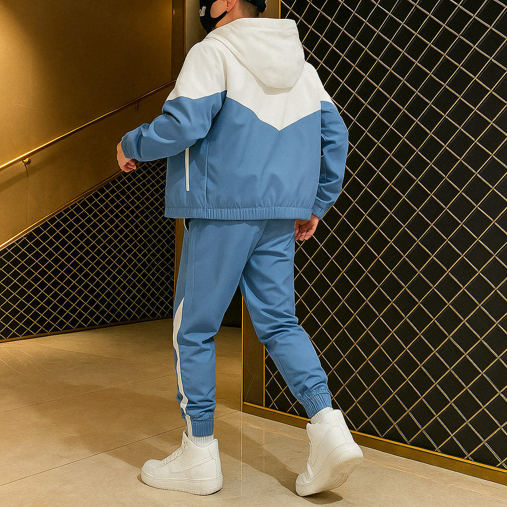 Comfortable men's dual-tone athletic tracksuit. Perfect activewear & loungewear for modern men.