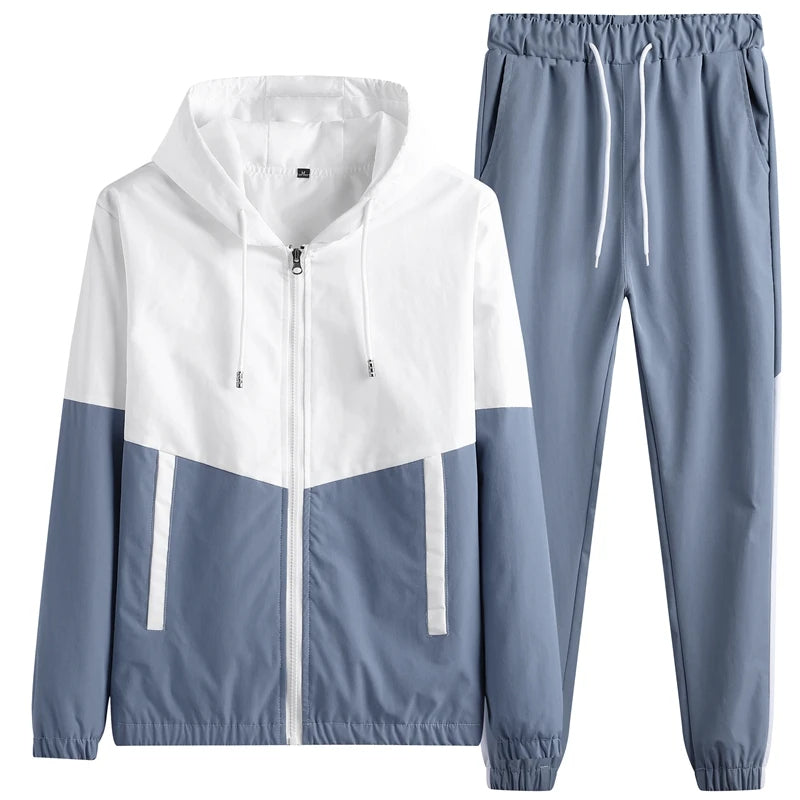 Stylish men's dual-tone tracksuit, ideal for street style fashion & active casual wear. Two-piece set.