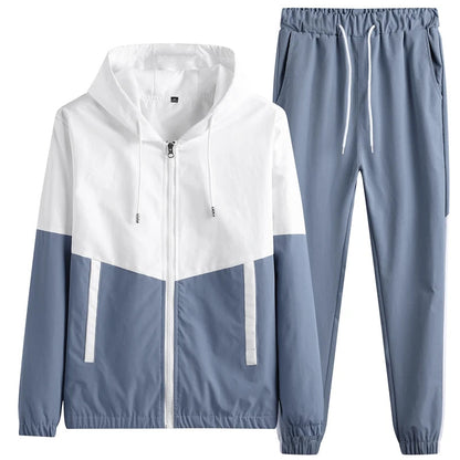 Stylish men's dual-tone tracksuit, ideal for street style fashion & active casual wear. Two-piece set.