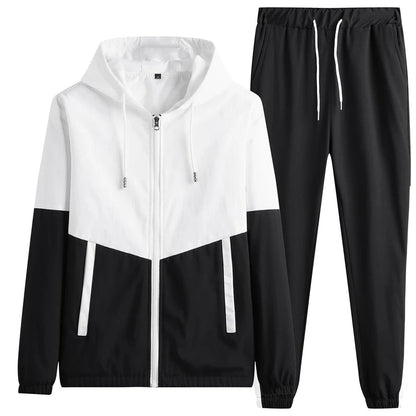 Casual men's dual-tone tracksuit. Comfortable loungewear & street style fashion for relaxed days.