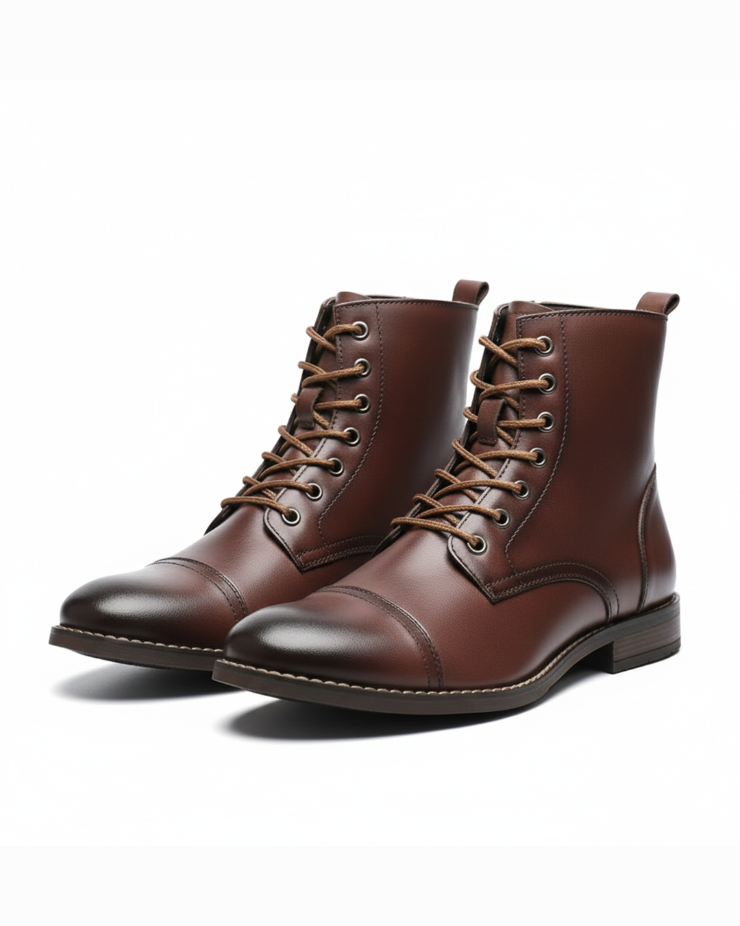 Men's Easton vintage brown leather boots with burnished finish, durable & rugged for casual or dress wear.
