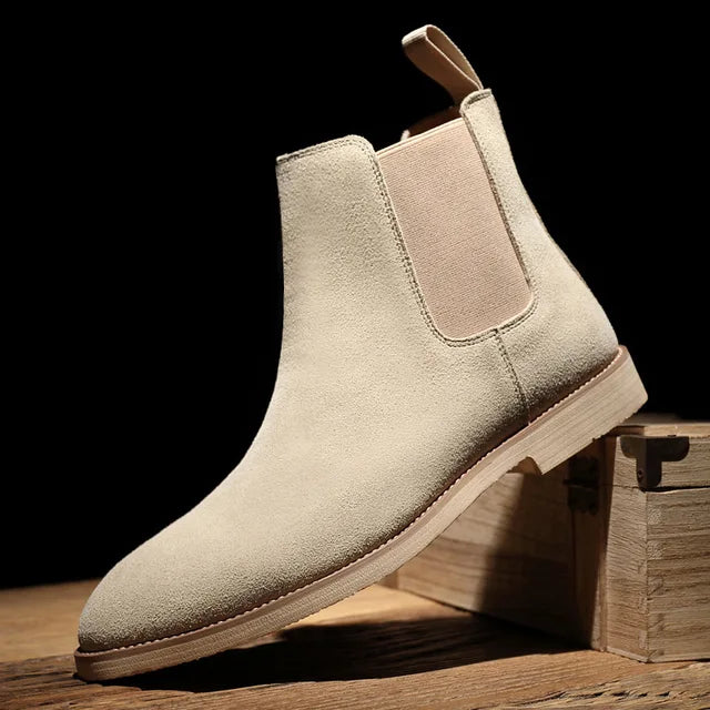 Versatile men's Chelsea boots with easy slip-on design. Comfortable ankle footwear for everyday casual or dress.