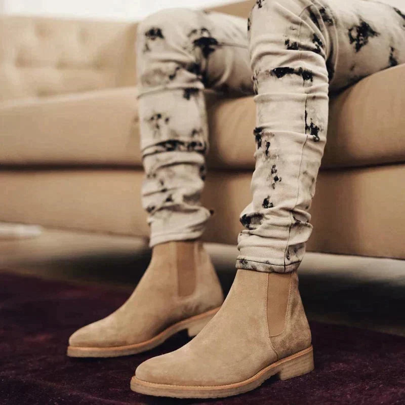Modern men's easy slip-on Chelsea boots, comfortable & versatile for stylish everyday wear and fashion looks.