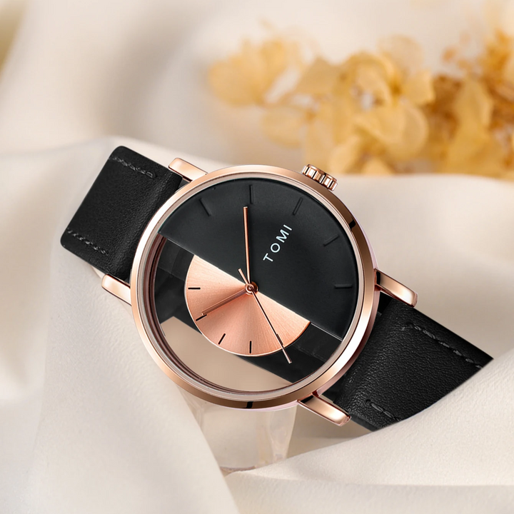 Men's Eclipse watch, intricate half-dial design, stainless steel case, an analog beauty.
