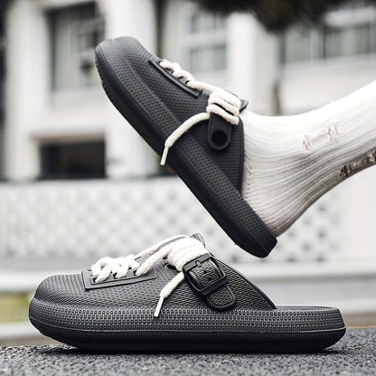 Easy slip-on Eclipse clogs for men, featuring secure adjustable lacing. Lightweight casual comfort shoes.