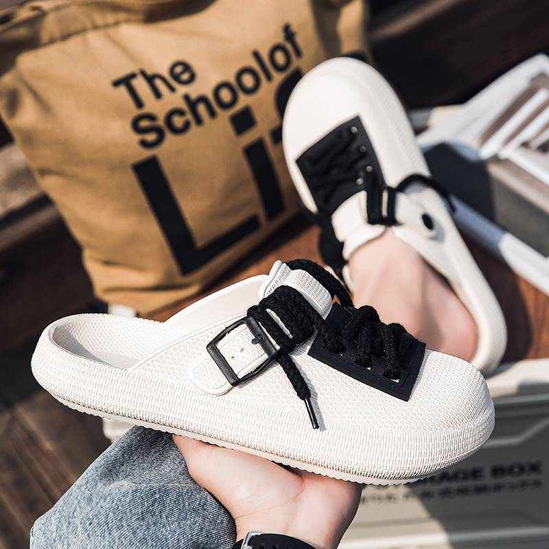 Textured men's Eclipse clogs with lacing system. Durable, water-friendly comfort shoes for casual wear.
