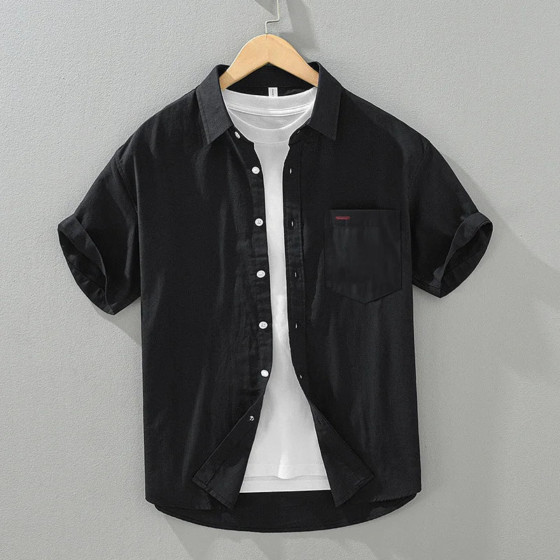 Men's Effortless Summer Short Sleeve Shirt, casual relaxed fit for warm weather, lightweight button-up.