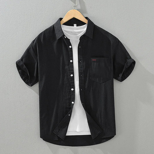 Men's Effortless Summer Short Sleeve Shirt, casual relaxed fit for warm weather, lightweight button-up.
