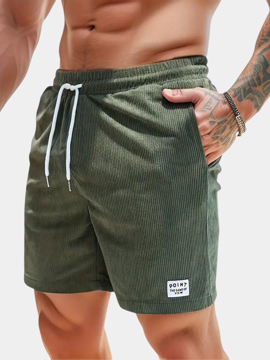 Men's elastic waist swim trunks for beach, pool & summer vacation. Quick-dry comfort.