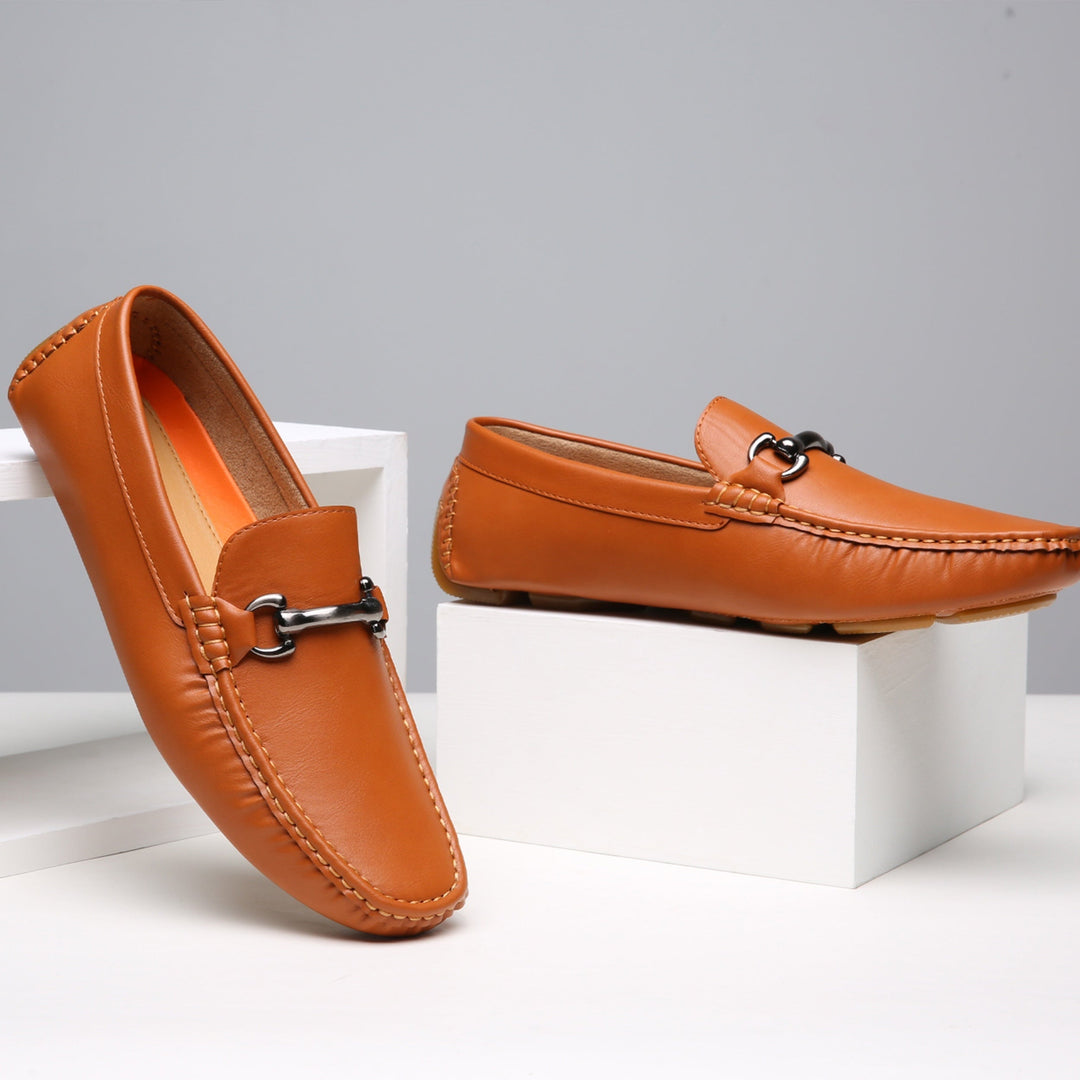 Men's elegant formal black leather loafers, perfect for business attire and special occasions. Slip-on dress shoes.