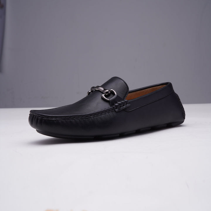 Stylish men's comfort loafers in premium black leather, designed for all-day wear with superior support.