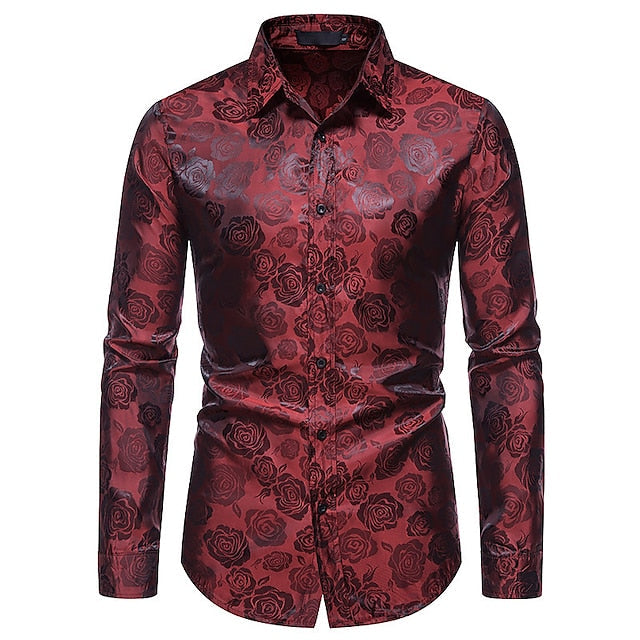 Tailored men's long sleeve glossy shirt, ideal for special occasions, formal wear, or elegant evenings.