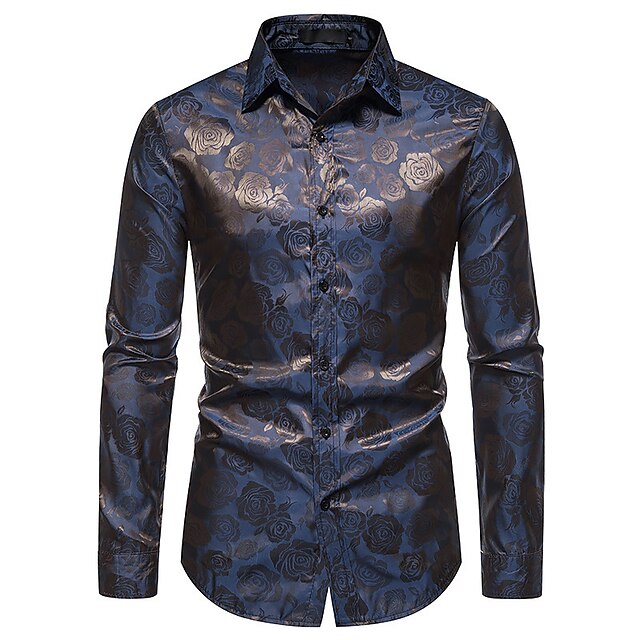 Men's elegant glossy long sleeve shirt. Versatile for formal, smart casual, and special occasion evening wear.
