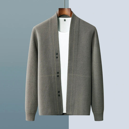 Men's elegant lightweight cardigan sweater, perfect for versatile styling.
