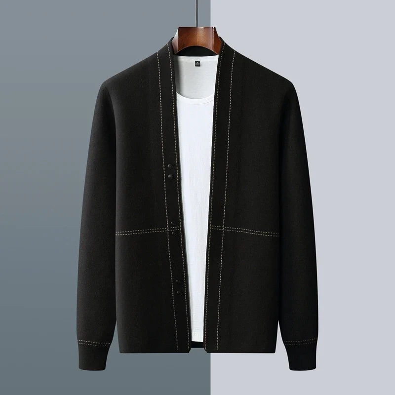 Stylish men's soft knit cardigan, offering comfort and a chic look for casual or formal wear.